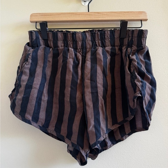 Left On Friday Pants - Left on Friday Striped Black and Brown getaway Short